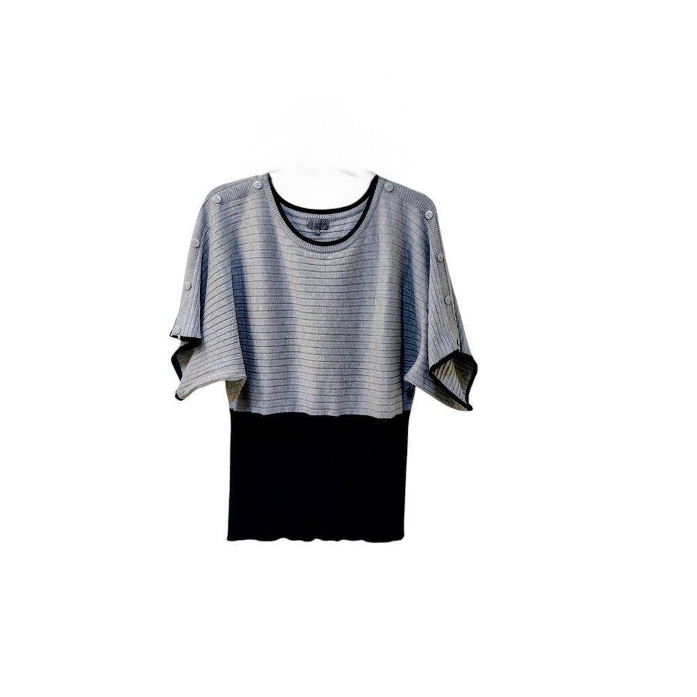 Joseph A: Short Sleeve Pullover Knit Sweater, Size 3X, Grey/Black